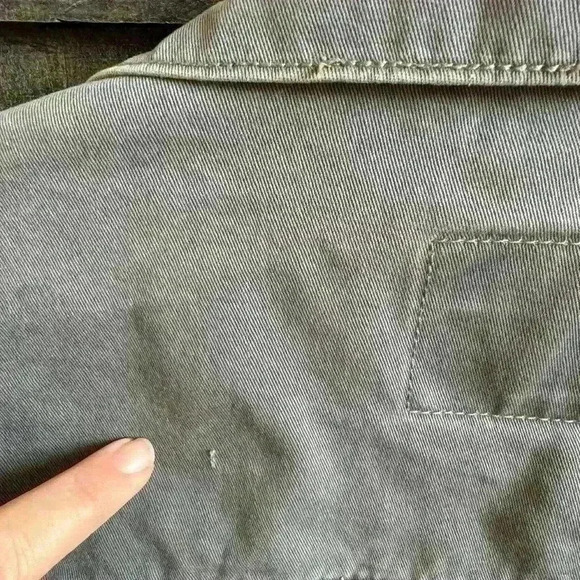 Vintage 90s GAP Grey Denim Utility Jacket - Medium - Distressed - Button - Picture 6 of 6